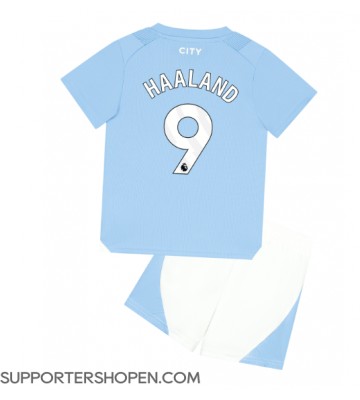 Manchester City Erling Haaland #9 Hemmatröja Barn 2023-24 Kortärmad (+ korta byxor)